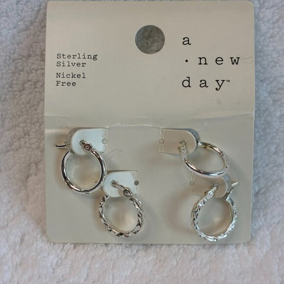 A.New Day Jewelry - NWT A.New Day Sterling Silver Mini Hoop Earrings Jewelry